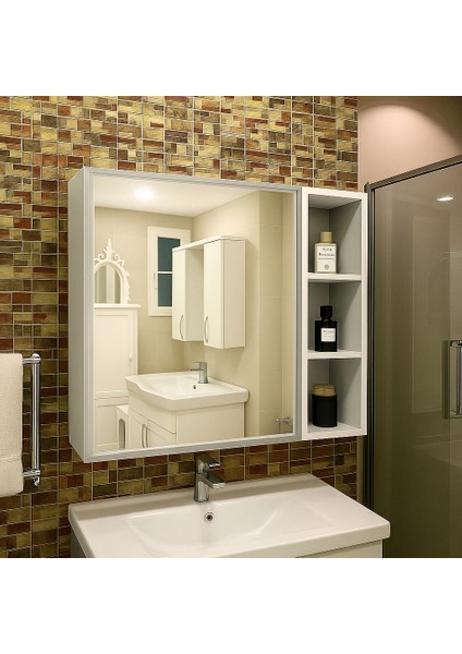 Tek Aynalı Raflı Banyo Dolabı 60*65 cm fiyatları