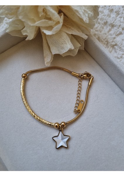 Incili Yıldız Detaylı Çelik Bileklik fırsatları