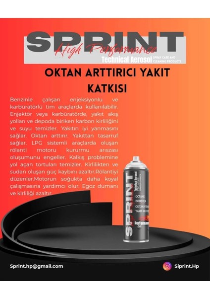 Oktan Arttırıcı Yakıt Katkısı 300ML- Sprint Hp Octane Boost