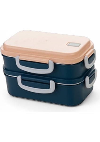 2 Katlı Paslanmaz Çelik Yemek Kabı Beslenme Kabi Saklama Kabı 450X400 ml Lunch Box Renkli
