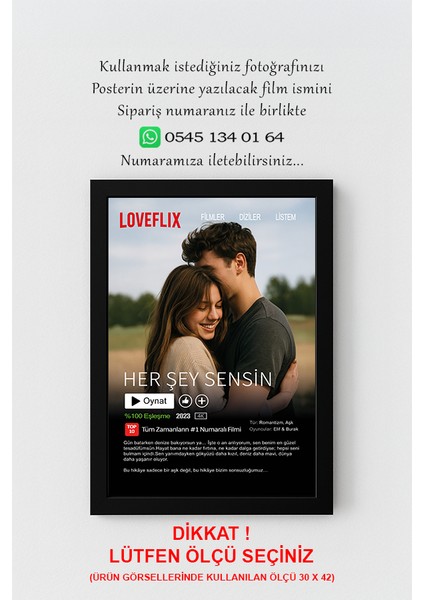 Kişiye Özel Netflix Film Posteri Tasarım Tablo – Sevgililer Günü Hediyesi fiyatları