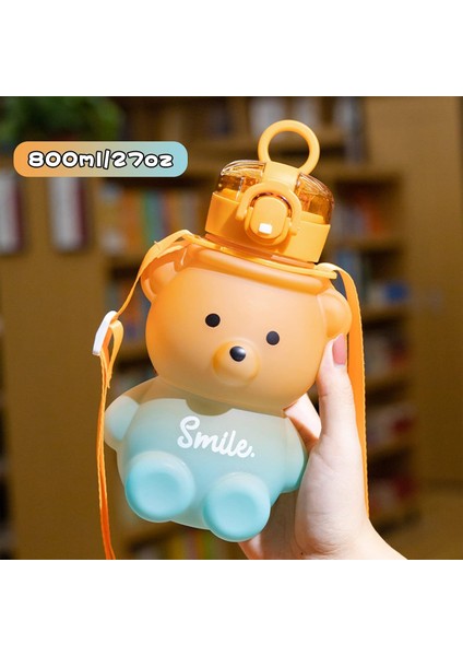 Smile Ayıcık Su Matarası Su Şişesi Suluk Bpa Içermez Suluk 800ML (Sticker Hediyeli)