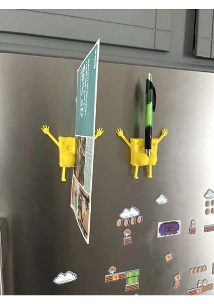 Neşeli Sünger Bob Buzdolabı Magneti ve Kalem Not Tutucu Seti