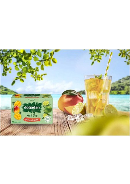 Mango & Lime Aromalı Yeşil Çay – 18’li Poşet | Tropik Ferahlık, Dengeli Lezzet