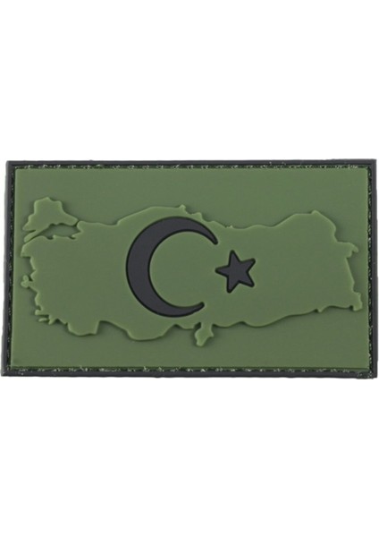Türkiye Haritası Ay Yıldız 3D Plastik Tpu Açık Kahverengi Patch, Yeni Tip, Cırtlı, Standart Ölçü,