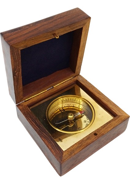 Pusula Pirinç Gövdeli Ahşap Kutulu Küçük Dekoratif Masa Üstü Obje fiyatları