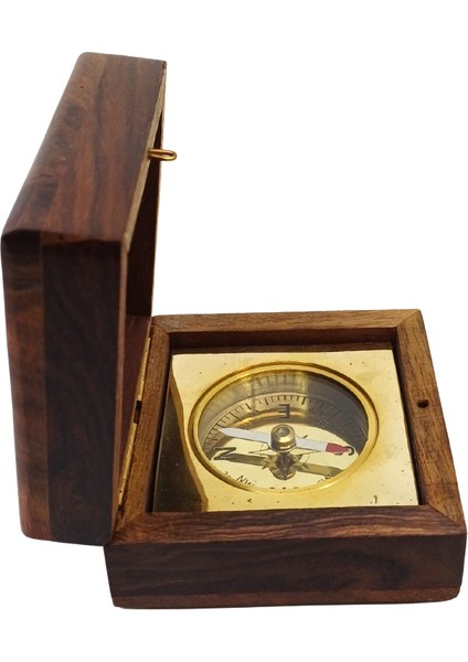 Pusula Pirinç Gövdeli Ahşap Kutulu Küçük Dekoratif Masa Üstü Obje fırsatları