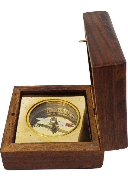 Pusula Pirinç Gövdeli Ahşap Kutulu Küçük Dekoratif Masa Üstü Obje indirimleri