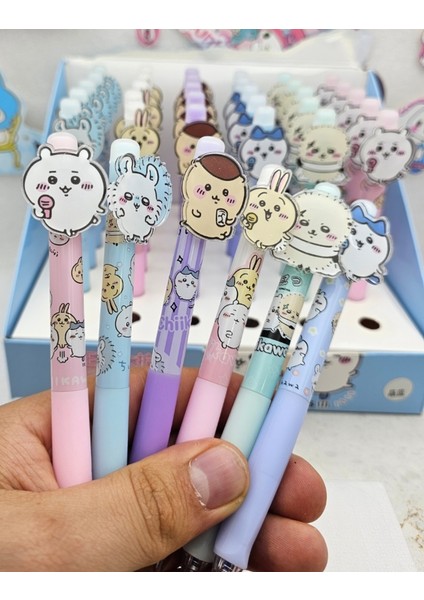 Sanrio Kawaii Sevimli Figürlü Silinebilir Tükenmez Kalem Mavi Mürekkep Silinebilir Hediyelik 1 Adet