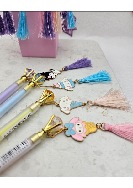 2 Adet Sanrio Kawaii Figürlü Püsküllü Uçlu Kalem 0,7 Rengarenk Sevimli Püsküllü Elmaslı Kalem fiyatları