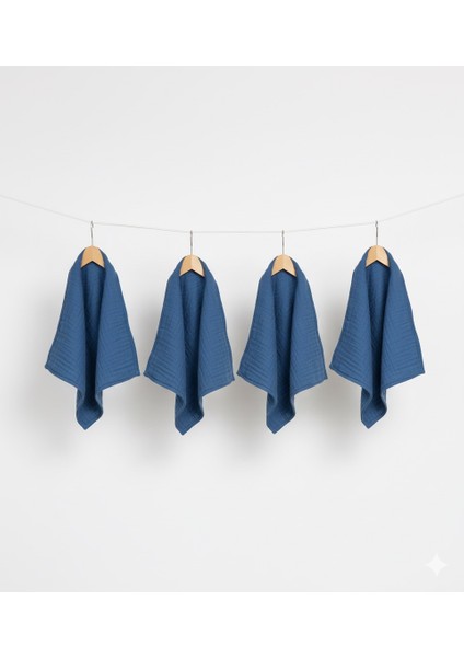 4 Adet Bebek Ağız Mendili, %100 Pamuklu 2 Kat Müslin Kumaş