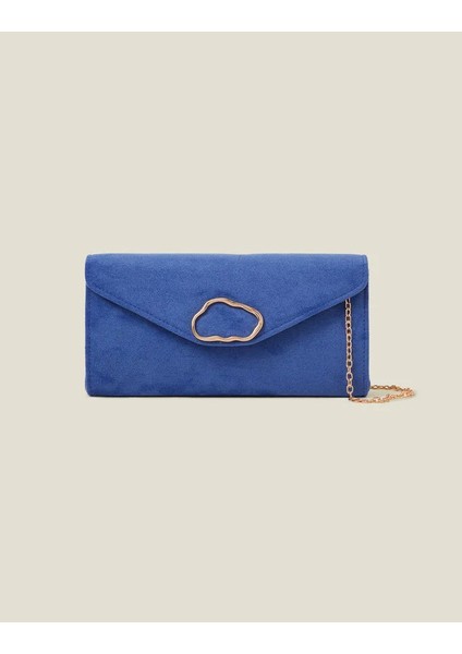 Suedette Clutch Cobalt