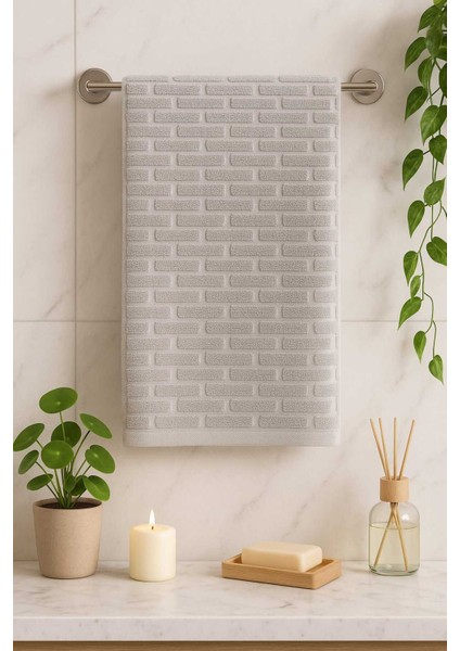 %100 Pamuklu 2’li Açık Gri El Havlusu Seti – 50X90 cm | Yumuşak Doku, Şık ve Emici