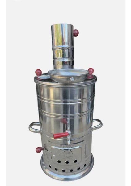 Paslanmaz Alüminyum Alaşımlı Çelik Kömürlü Semaver – 5 Litre – Bahçe & Piknik Tipi