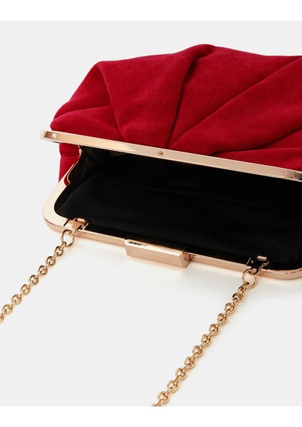 Süet Clutch Çanta Kırmızı modelleri