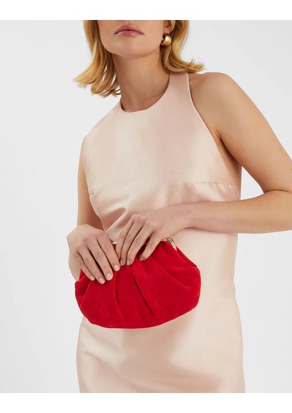 Süet Clutch Çanta Kırmızı fırsatları