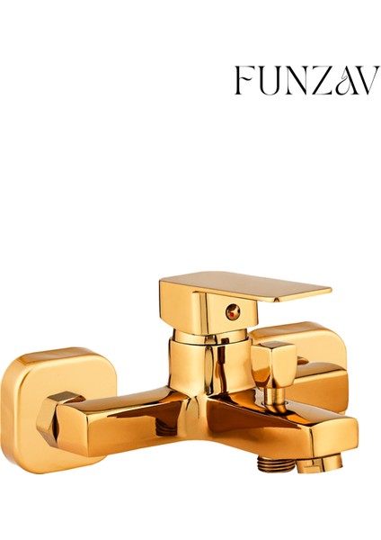 Gold Kare Banyo Bataryası Modern Şık Dayanıklı Altın Tasarım Banyo Duş Bataryası Küvet Bataryası