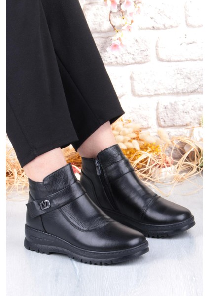 B002 Rahat Esnek Kaymaz Taban Yumuşak Hakiki Deri Kadın Bot