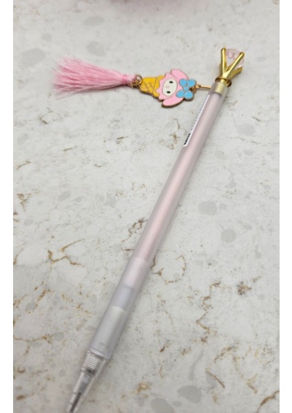 2 Adet Sanrio Kawaii Figürlü Püsküllü Uçlu Kalem 0,7 Rengarenk Sevimli Püsküllü Elmaslı Kalem