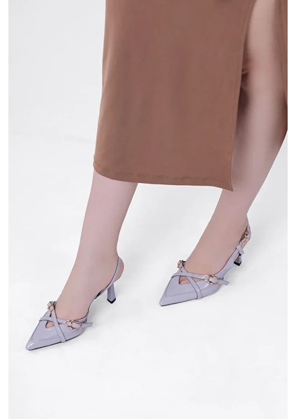 Bucolic Süet Rugan Tokalı Önden Iki Bantlı Kadın Topuklu Ayakkabı