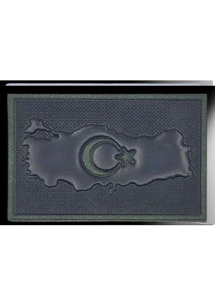 Türkiye Haritası Ay Yıldız 3D Plastik Tpu Siyah Patch, Yeni Tip, Cırtlı, Standart Ölçü,