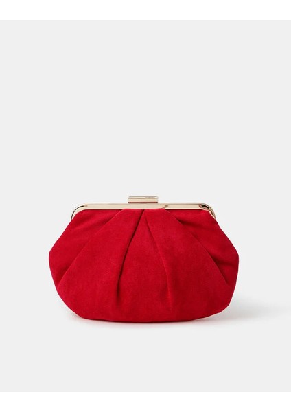 Süet Clutch Çanta Kırmızı indirimleri