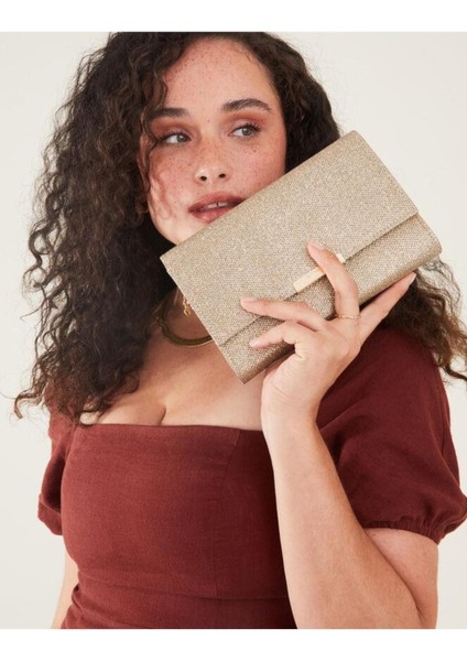 Lurex Box Clutch Gold