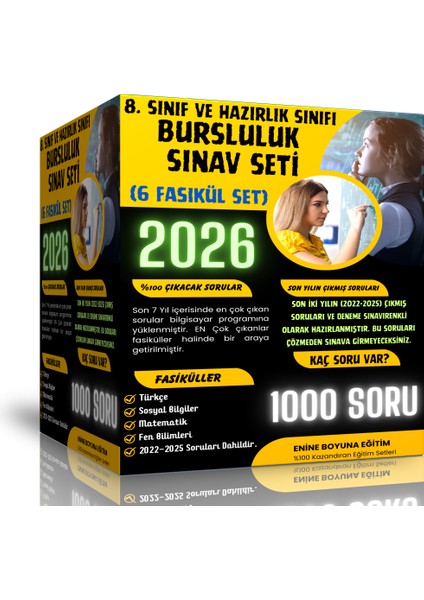 Enine Boyuna Eğitim 8. Sınıf Bursluluk Sınav Seti (5 Fasikül Kitap)