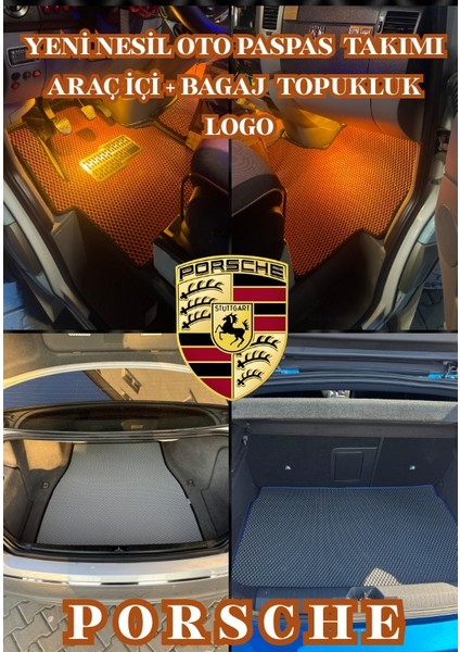 Porsche MACON(2018 2021) Yeni Nesil Eva Akıllı Oto Paspas Seti / Araç Içi + Bagaj + Topukluk