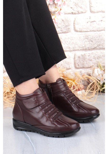 7118 Rahat Esnek Kaymaz Taban Yumuşak Hakiki Deri Kadın Bot