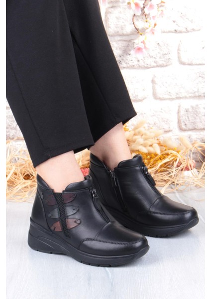 Z014 Rahat Esnek Kaymaz Taban Yumuşak Hakiki Deri Kadın Bot