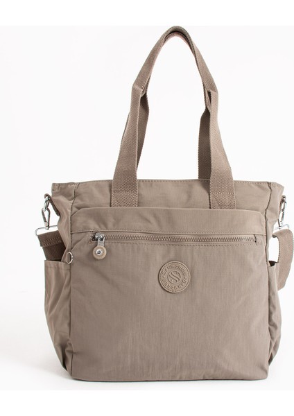 Çok Cepli Kadın Omuz Çantası Orta Boy Günlük HV3032 Vizon