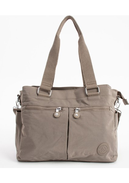 Çok Cepli Kadın Omuz Çantası Orta Boy Günlük HV3026 Vizon