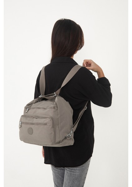 Çok Cepli Ayarlanabilir Çapraz Askılı Kadın Omuz ve Sırt Çantası Büyük Boy Günlük HV3050 Vizon fırsatları