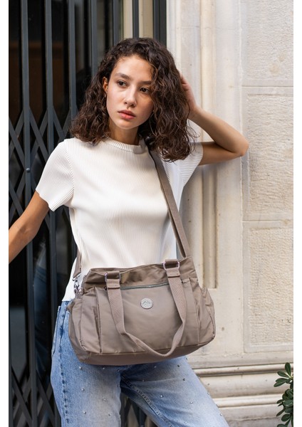 Çok Cepli Kadın Omuz Çantası Orta Boy Günlük HV7001 Vizon fırsatları