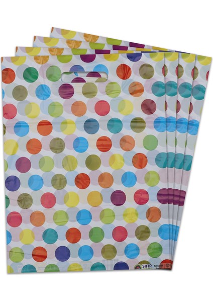 No:4 (40*50) Renkli Puantiye Desenli Takviyeli Elgeçme Poşet 50 Adet fiyatları