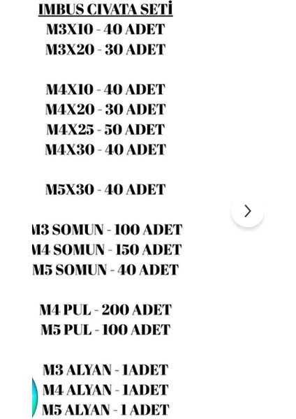 708 Parça (M3,m4,m5) Imbus Cıvata, Somun, Pul, Alyan Seti - 3 Adet Alyan Anahtar indirimleri