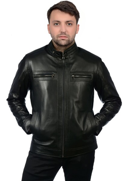 Derije Neymar Hakiki Deri Erkek Siyah Ceket-Mont fiyatları