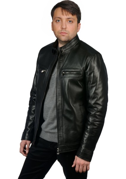 Derije Neymar Hakiki Deri Erkek Siyah Ceket-Mont modelleri