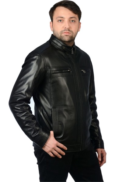 Derije Neymar Hakiki Deri Erkek Siyah Ceket-Mont fırsatları