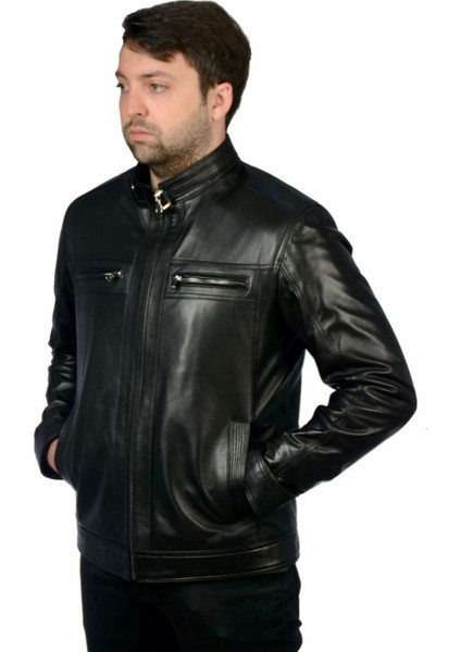Derije Neymar Hakiki Deri Erkek Siyah Ceket-Mont indirimleri