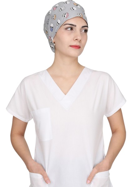 Kuru Kafa Desenli Doktor Hemşire Aşçı Bonesi Unisex Cerrahi Bone