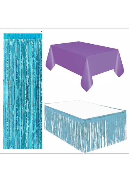 Mor Masa Örtüsü, Mavi Masa Eteği, Mavi Arka Fon