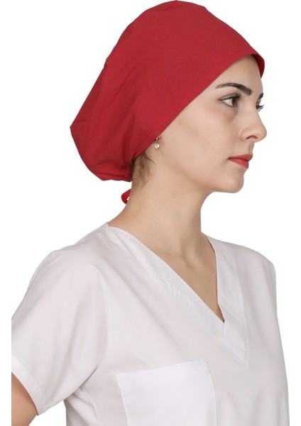 Kırmızı Düz Doktor Hemşire Aşçı Bonesi Unisex