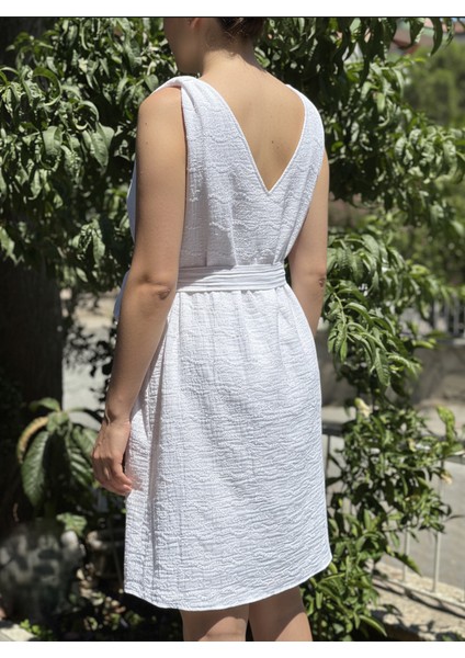 Fistolu Müslin Kumaş Astarlı Beyaz Elbise fiyatları