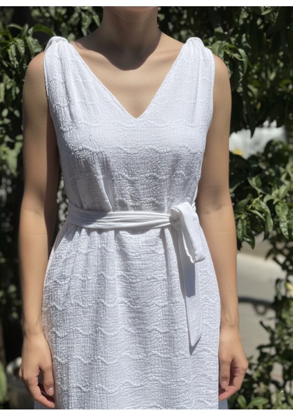 Fistolu Müslin Kumaş Astarlı Beyaz Elbise indirimleri