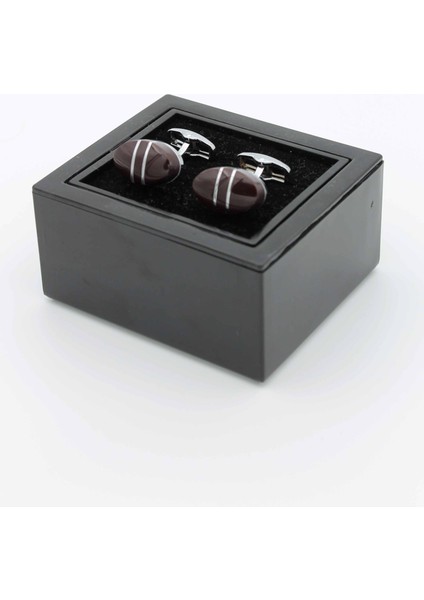 Gümüş Renk Kahve Rengi Lüx Kol Düğmesi fiyatları