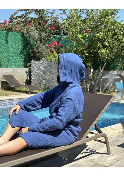 4 Katlı Müslin Kumaş Bornoz - Tercihe Bağlı Kapüşon fiyatları