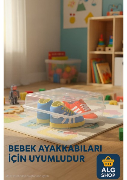 Çocuk Bebek Ayakkabı Saklama Kutusu 24X20X11 cm Istiflenebilir Şeffaf Dayanıklı Koku Yapmaz