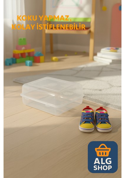 Çocuk Bebek Ayakkabı Saklama Kutusu 24X20X11 cm Istiflenebilir Şeffaf Dayanıklı Koku Yapmaz